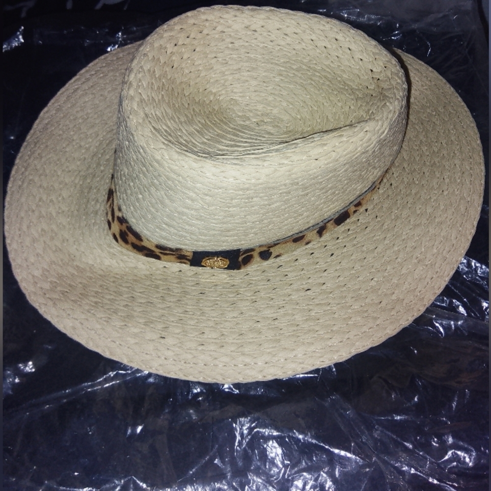 Vince Camuto Cream and Brown Fedora Hat